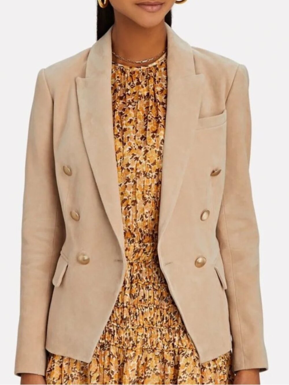 L'AGENCE Kenzie Double-Breasted Suede Blazer Size 2 Gently Used